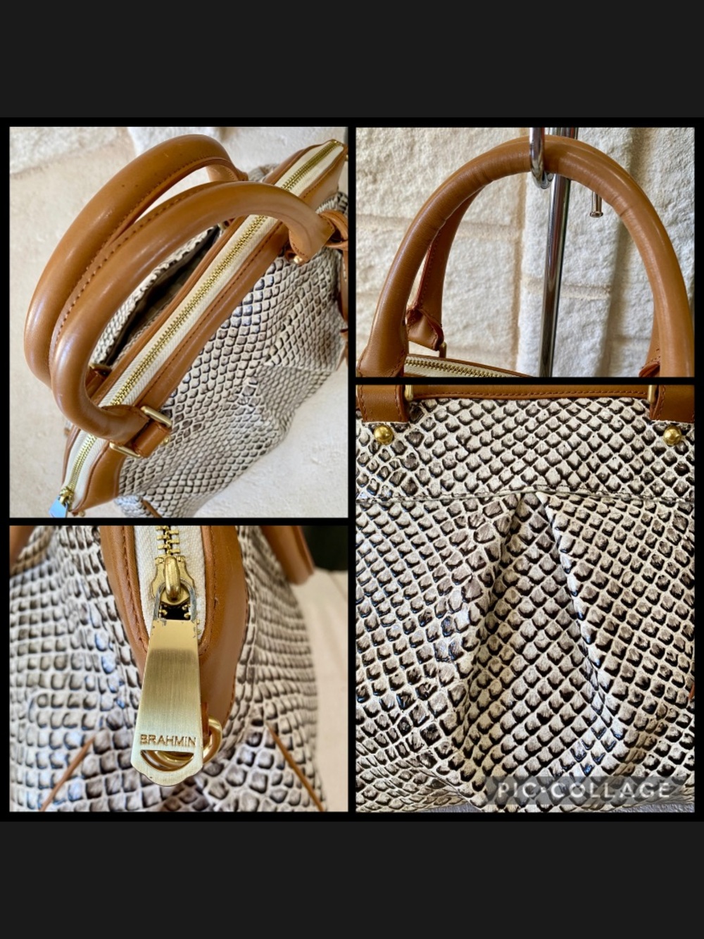 BLACK JAVA-LOUISE ROSE Brahmin Satchel - Picture 13 of 15